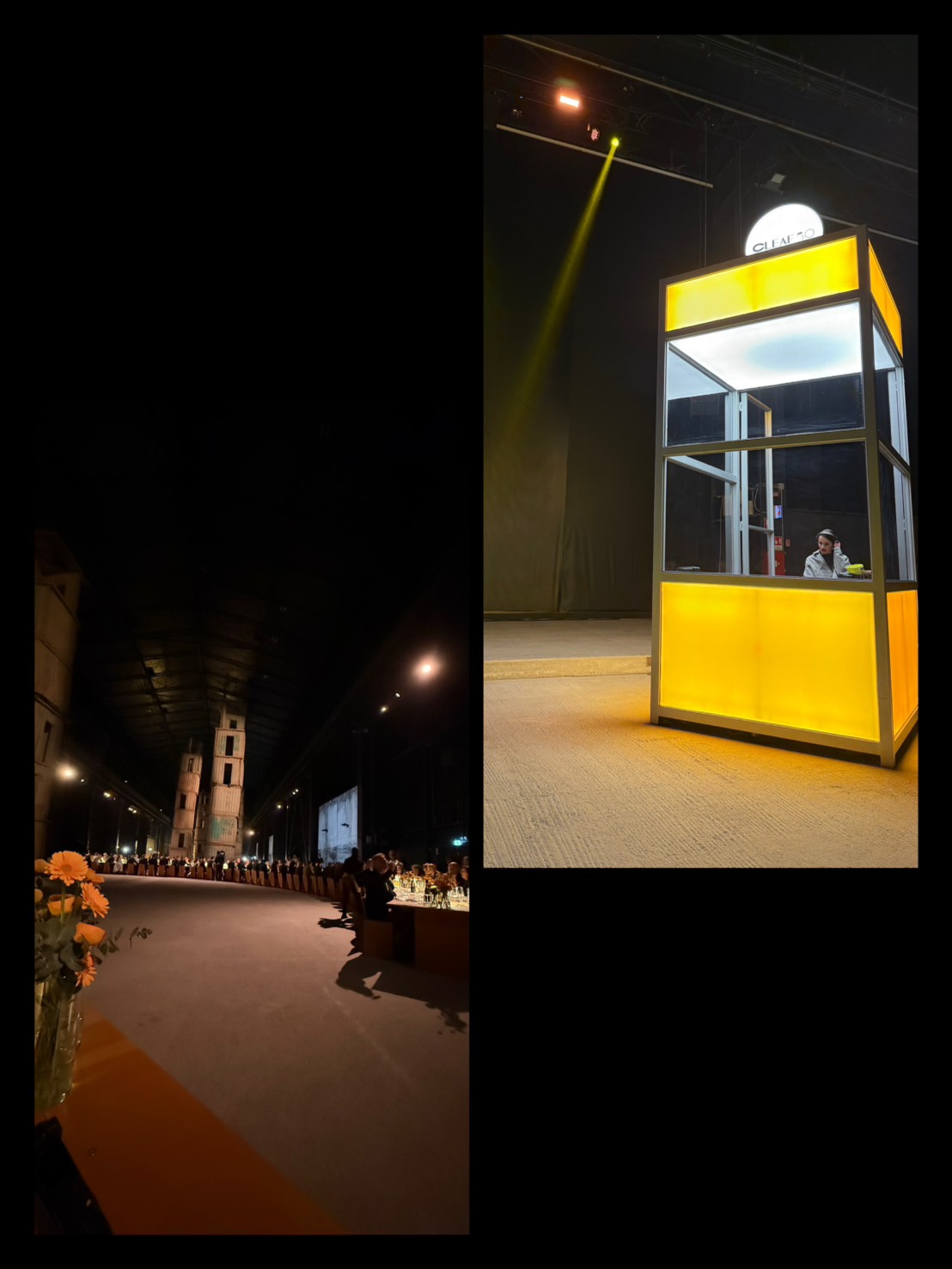 CLEAF 展覽空間中以黃色電話亭為設計裝置主軸，並搭配花藝、燈光與品牌細節，營造創意與互動感兼具的展區。